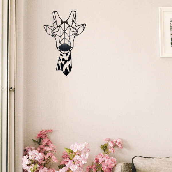 Geometric Giraffe 3D - Wall Decoration Living Kitchen Living Room PLA Black  Wall Frame Wall Interior Desk Art Abstract Animal | WOW Gift
